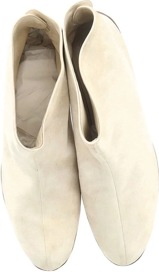 Limited Edition Flat Ankle Boots in Cream Suede