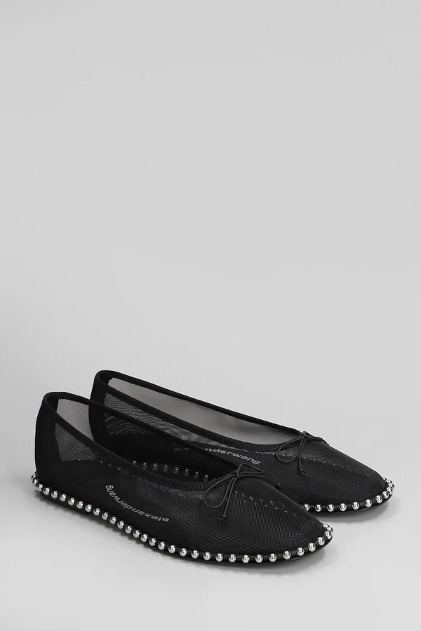 Lina Ballchain Flat Ballet Flats In Black Polyamide - Image 2