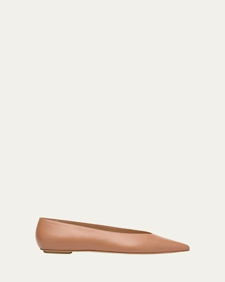 Lina Leather Point-Toe Ballerina Flats