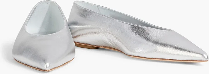 Lina metallic leather point-toe flats - Image 2