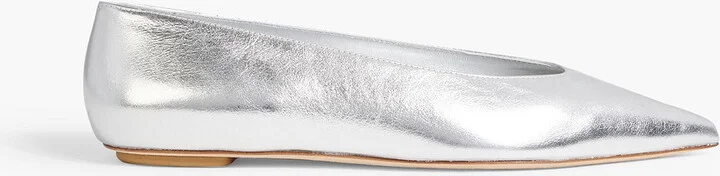 Lina metallic leather point-toe flats