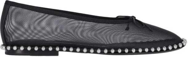 Lina" Studded Mesh Ballerinas - Black