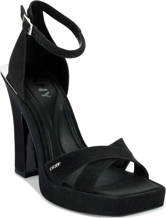 LINDA Womens Criss-Cross Shimmer Block Heel
