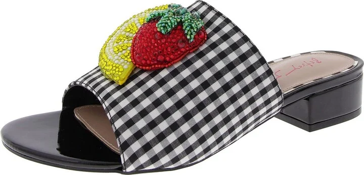 Lindyy Womens Woven Embellished Slide Sandals