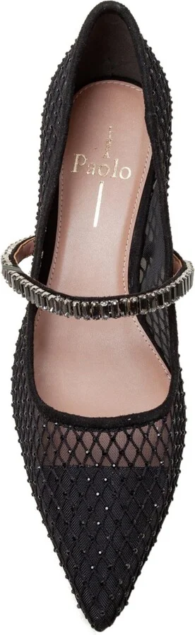 Linea Paolo Carmine Crystal Fishnet Mary Jane Pumps - Black mesh/microsuede - Image 2