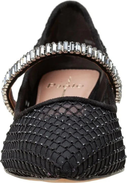 Linea Paolo Carmine Crystal Fishnet Mary Jane Pumps - Black mesh/microsuede - Image 3