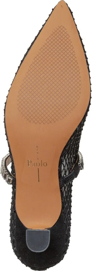 Linea Paolo Carmine Crystal Fishnet Mary Jane Pumps - Black mesh/microsuede - Image 4