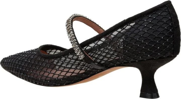 Linea Paolo Carmine Crystal Fishnet Mary Jane Pumps - Black mesh/microsuede - Image 5