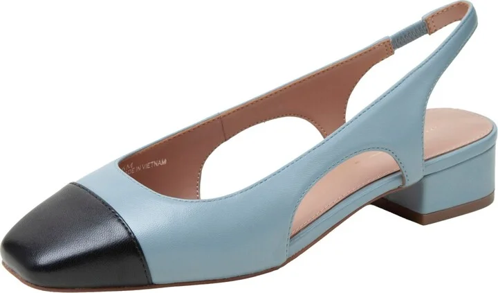 Linea Paolo Charley Cap Toe Chop Out Pumps - Dusty blue/black nappa