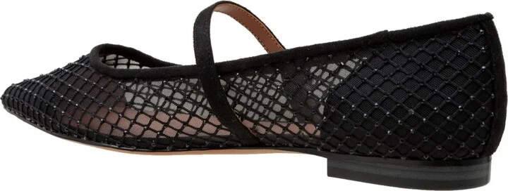 Linea Paolo Nadeen Fishnet Mary Jane Flats - Black mesh/microsuede - Image 3