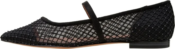 Linea Paolo Nadeen Fishnet Mary Jane Flats - Black mesh/microsuede - Image 5