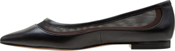 Linea Paolo Novah Mixed Media Skimmer Flats - Black nappa/mesh - Image 6