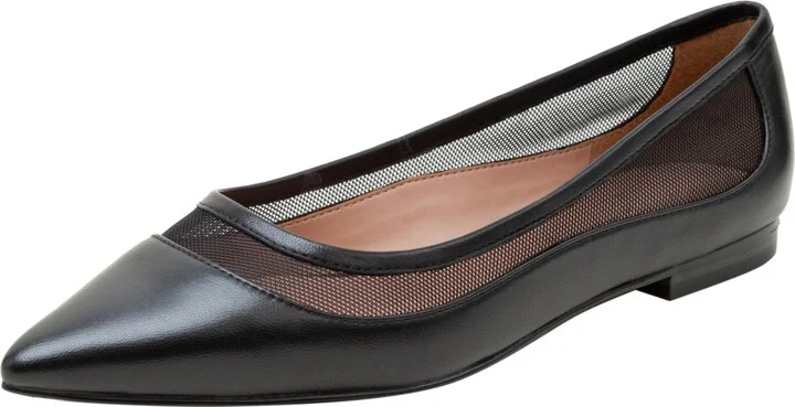 Linea Paolo Novah Mixed Media Skimmer Flats - Black nappa/mesh