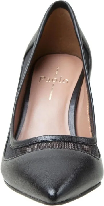 Linea Paolo Perline Mixed Media High Heel Pumps - Black nappa/mesh - Image 3