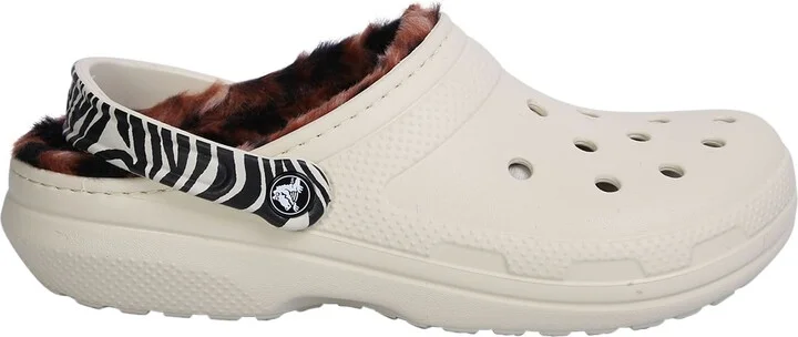 Lined Animal Clog Sandals In White