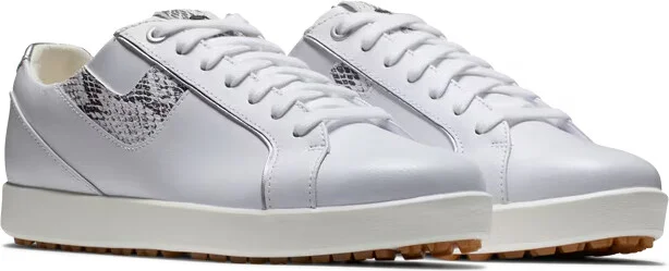 Links FTJ98185 Women's US 9.5 White Leather Spikeless Golf Shoes RHS2073