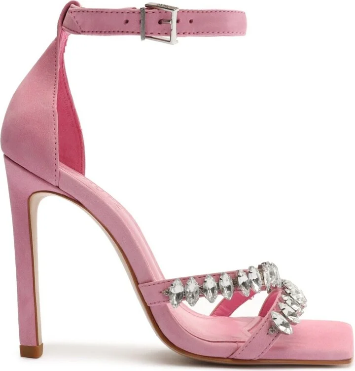Linsey Sandal Women's 9.5 Pink Nubuck Embellished Stiletto Heel KHD1030