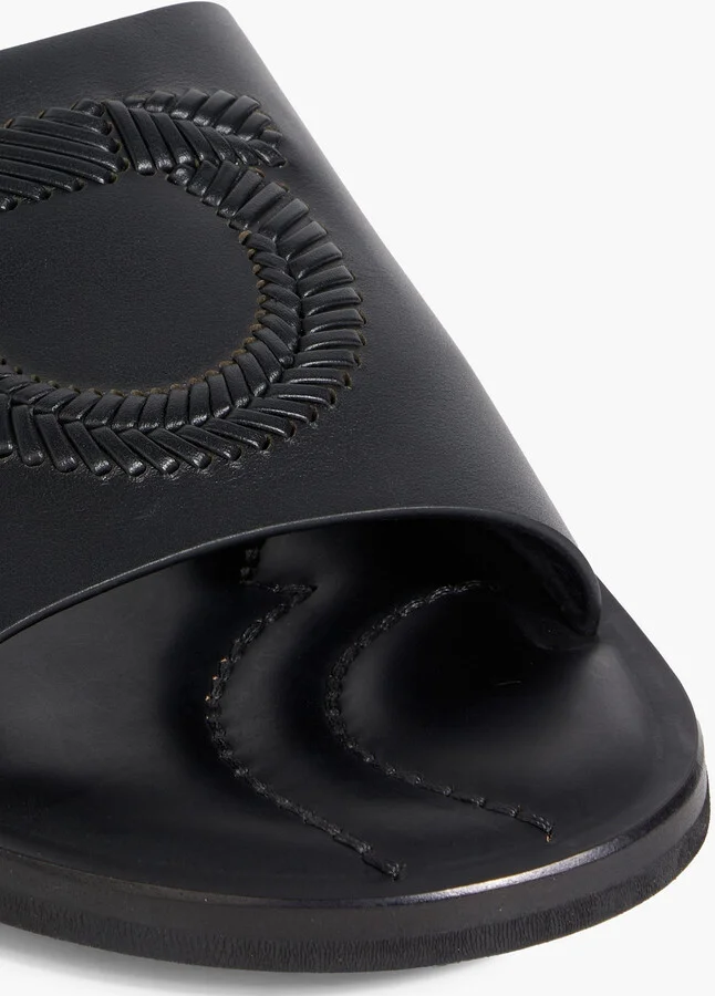 Lionel whipstitched leather slides - Image 4