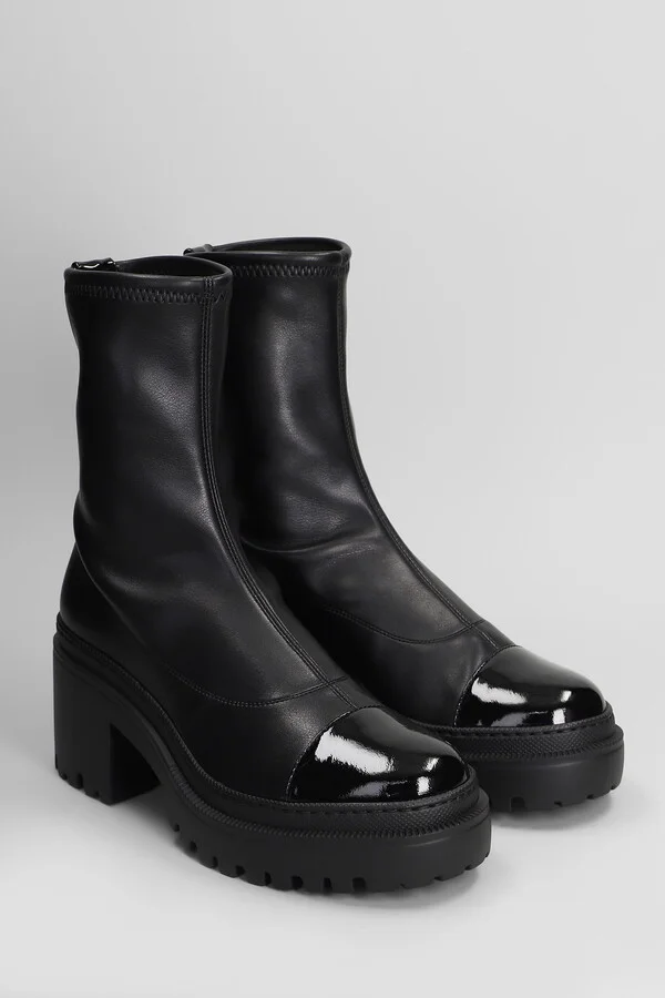 Lionora Combat Boots In Black Leather - Image 2