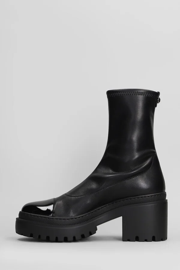 Lionora Combat Boots In Black Leather - Image 3