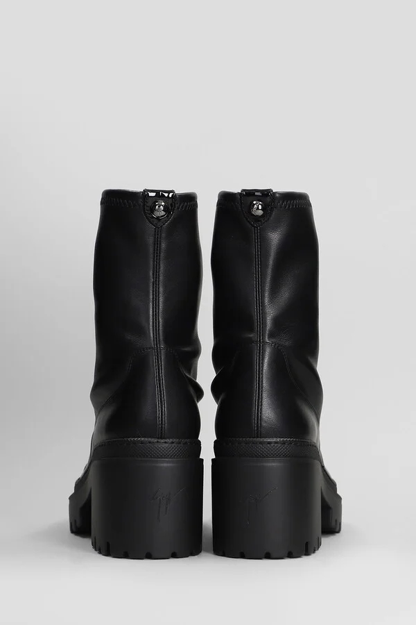 Lionora Combat Boots In Black Leather - Image 4