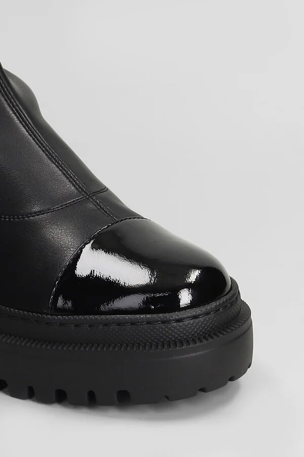 Lionora Combat Boots In Black Leather - Image 5