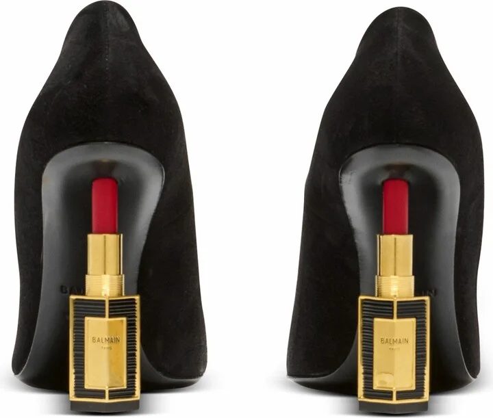 Lipstick Pumps In Suede Leather And Brass - Image 4