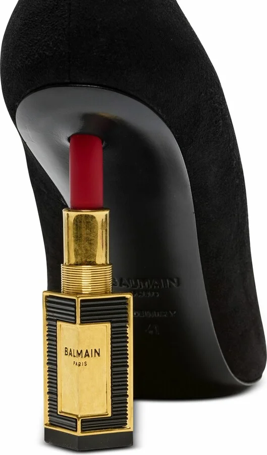 Lipstick Pumps In Suede Leather And Brass - Image 6