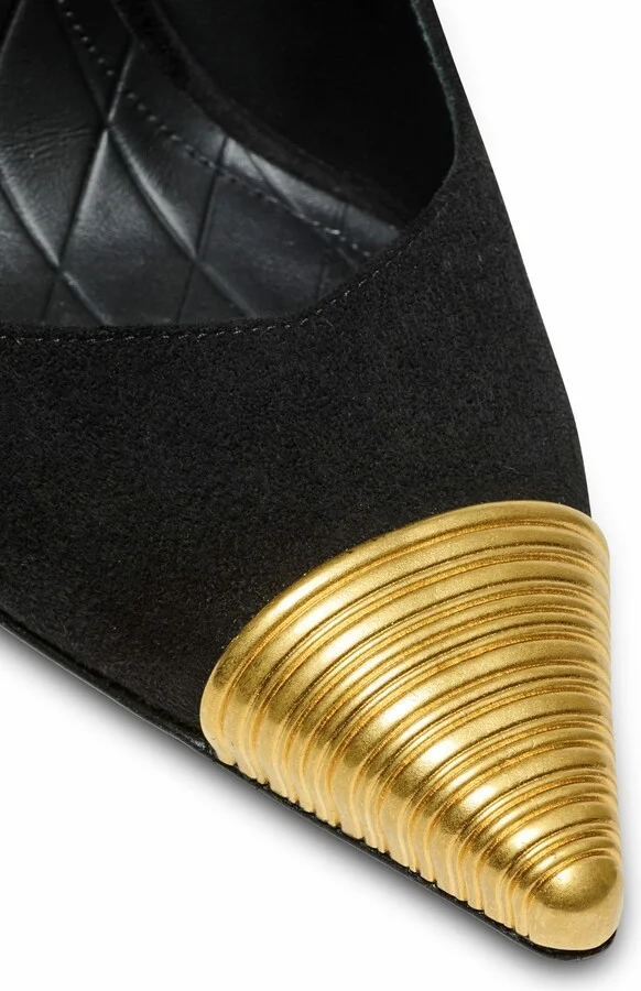 Lipstick Pumps In Suede Leather And Brass - Image 8