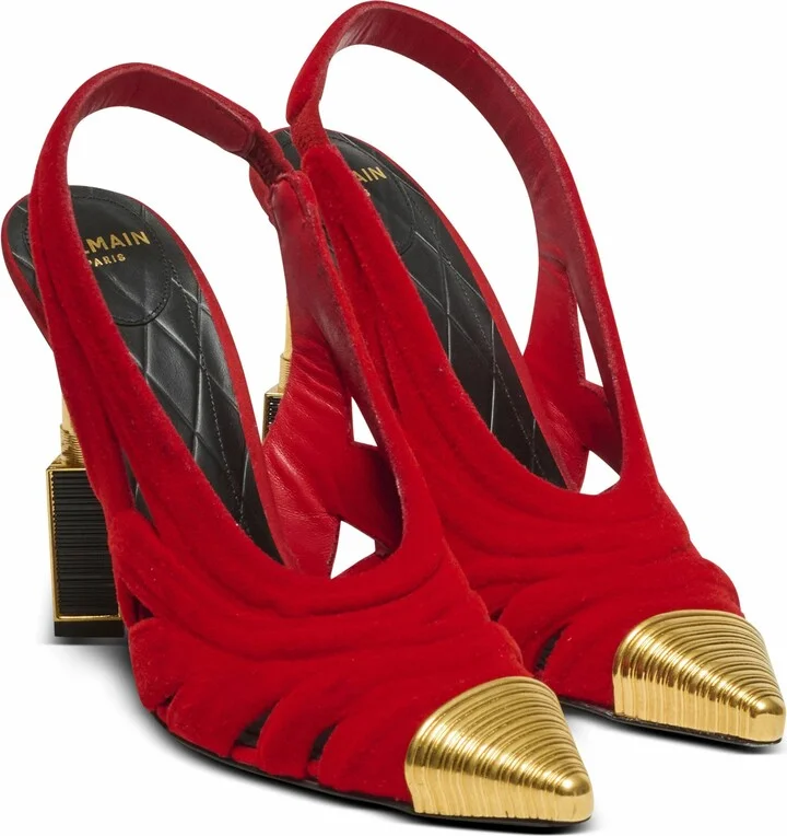 Lipstick Pumps In Suede Leather And Brass - Image 3