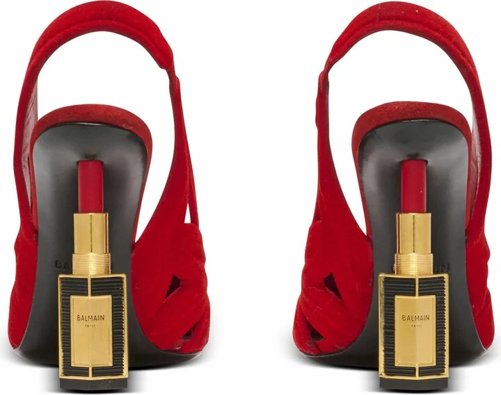 Lipstick Pumps In Suede Leather And Brass - Image 4