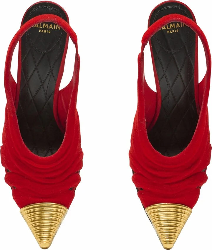 Lipstick Pumps In Suede Leather And Brass - Image 5