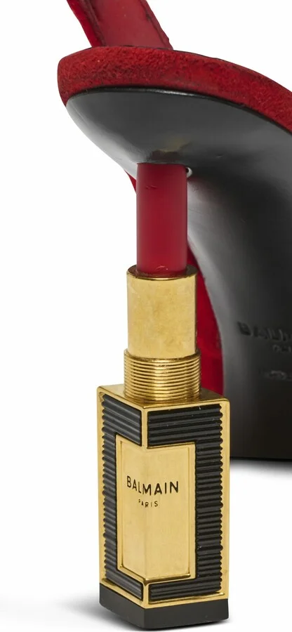 Lipstick Pumps In Suede Leather And Brass - Image 6