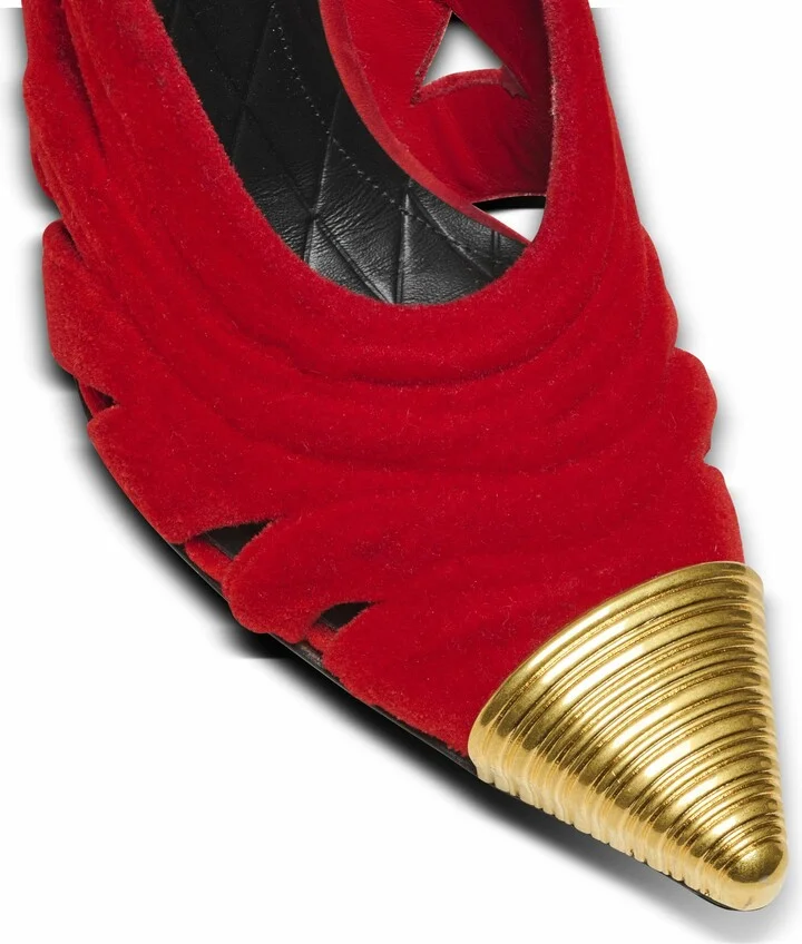 Lipstick Pumps In Suede Leather And Brass - Image 8