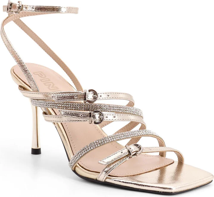 Lisa Leather Sandals With Rhinestone Strap Detail - Image 2