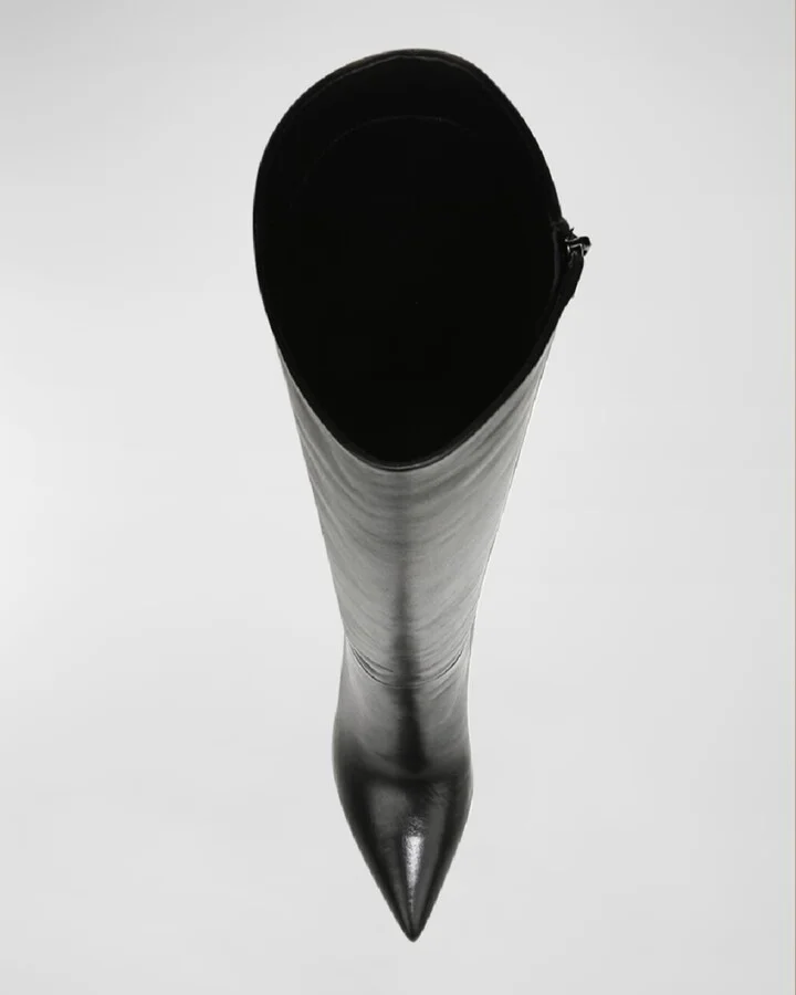 Lisa Leather Stiletto Wide-Calf Knee Boots - Image 8