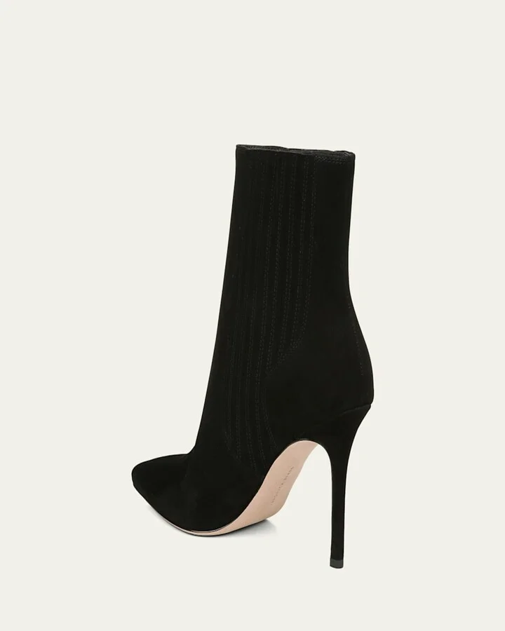 Lisa Suede Stiletto Ankle Booties - Image 3