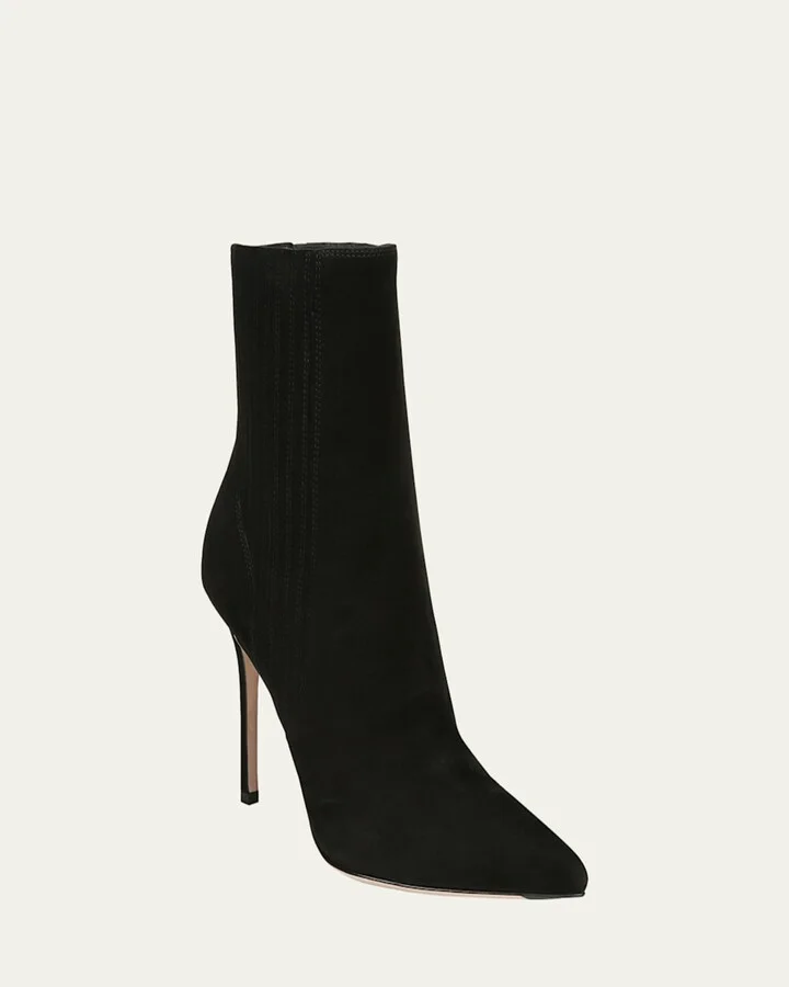 Lisa Suede Stiletto Ankle Booties - Image 4