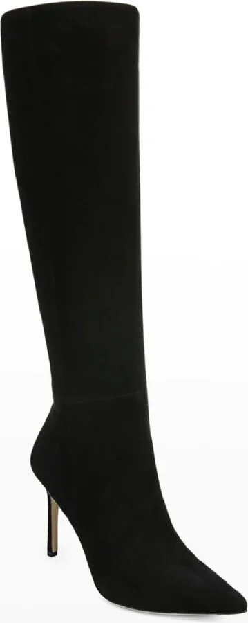 Lisa Suede Stiletto Wide-Calf Knee Boots - Image 8