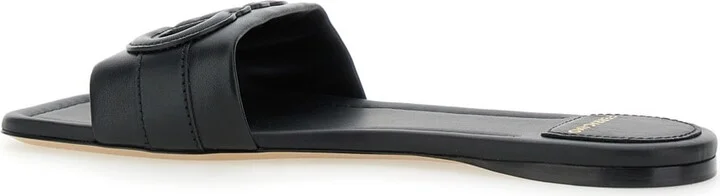 'liss' Black Sandals With Embossed Logo On The Band And Square Toe In Leather Woman - Image 2
