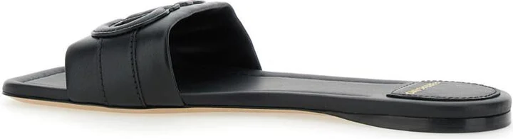 'Liss' Black Sandals With Embossed Logo On The Band And Square Toe In Leather Woman - Image 2