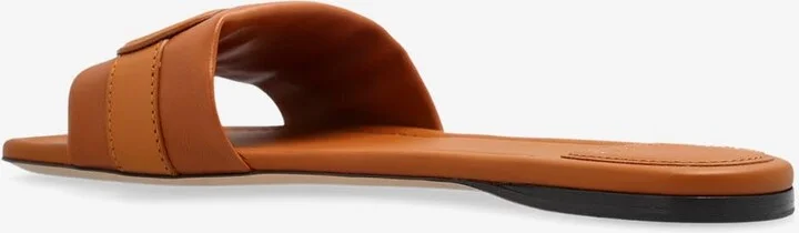 Liss Gancini Leather Flat Slides - Image 2
