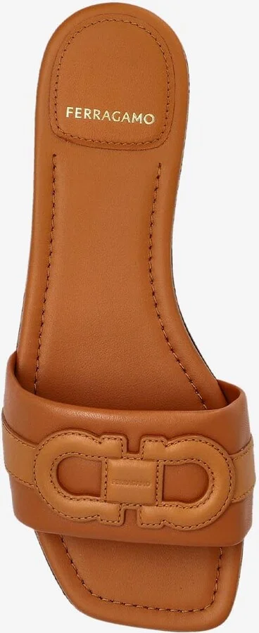 Liss Gancini Leather Flat Slides - Image 3