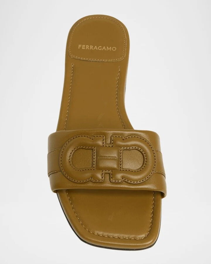 Liss Leather Logo Flat Slide Sandals - Image 2
