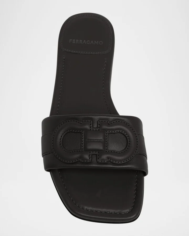 Liss Leather Logo Flat Slide Sandals - Image 3