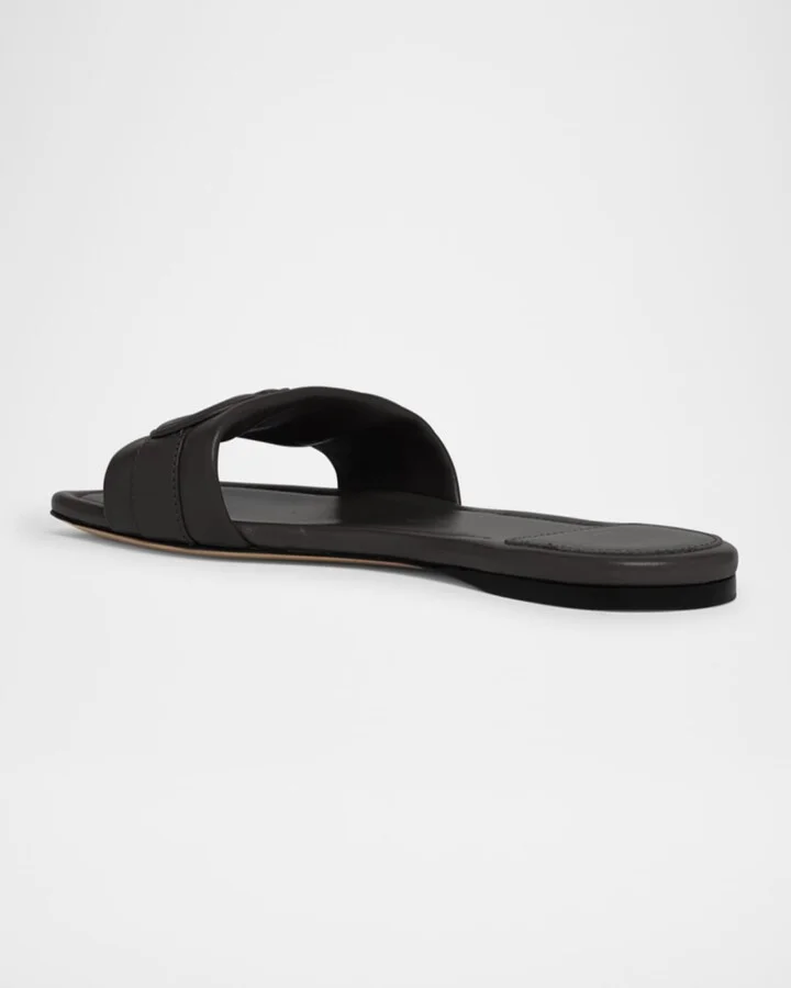 Liss Leather Logo Flat Slide Sandals - Image 5