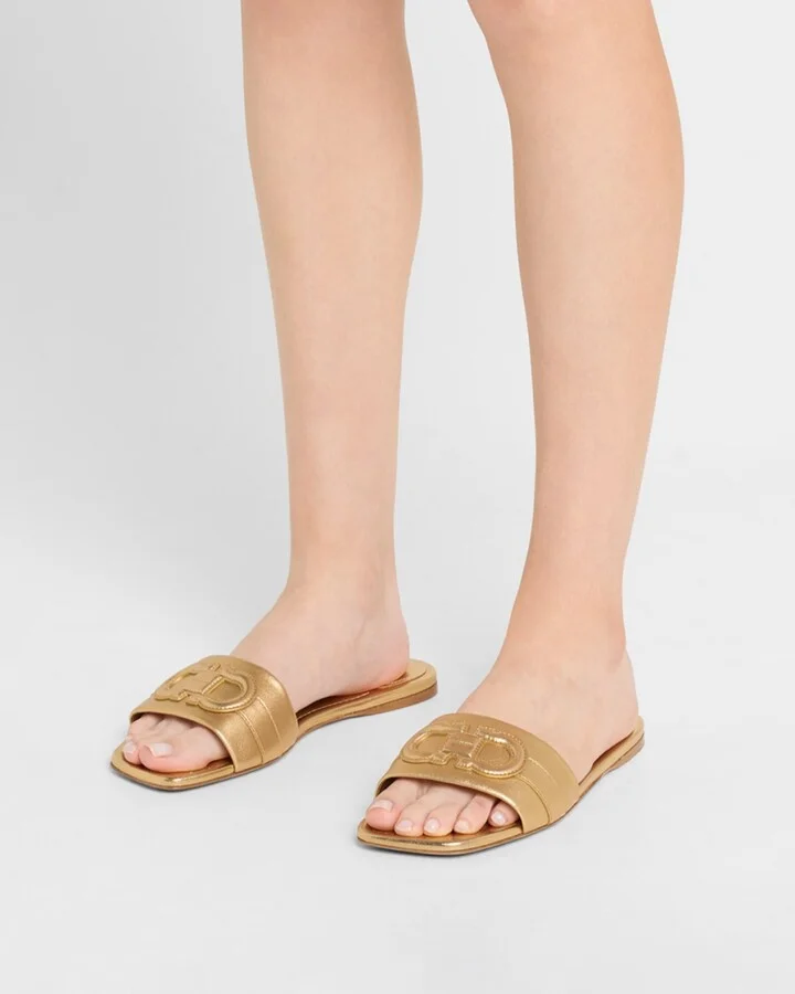 Liss Leather Logo Flat Slide Sandals - Image 2