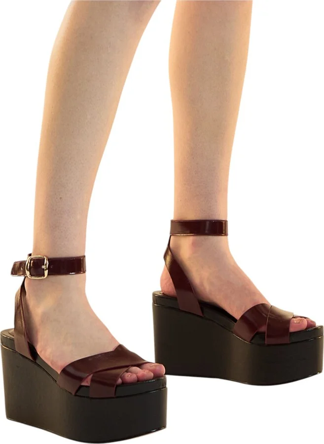 Lisse Leather Wedge Sandals - Image 2