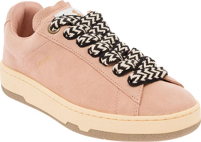 'lite Curb' Pink Low Top Sneakers With Oversized Multicolor Laces In Suede Woman - Image 2