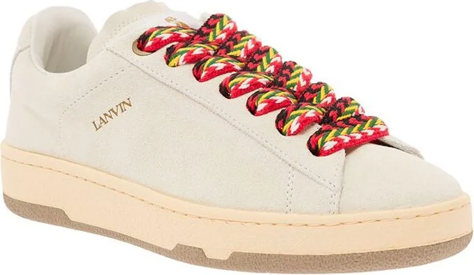 'Lite Curb' White Low Top Sneakers With Oversized Multicolor Laces In Leather Woman - Image 2